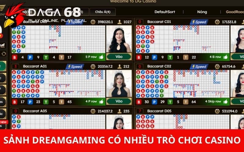 Các trò chơi có tại sảnh DreamGaming khi tham gia