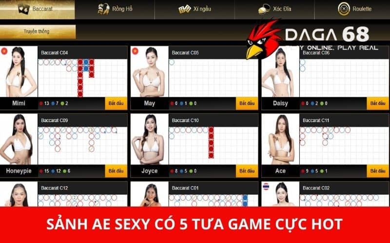 Sảnh AE Sexy đem đến 5 tựa game được nhiều người chơi nhất