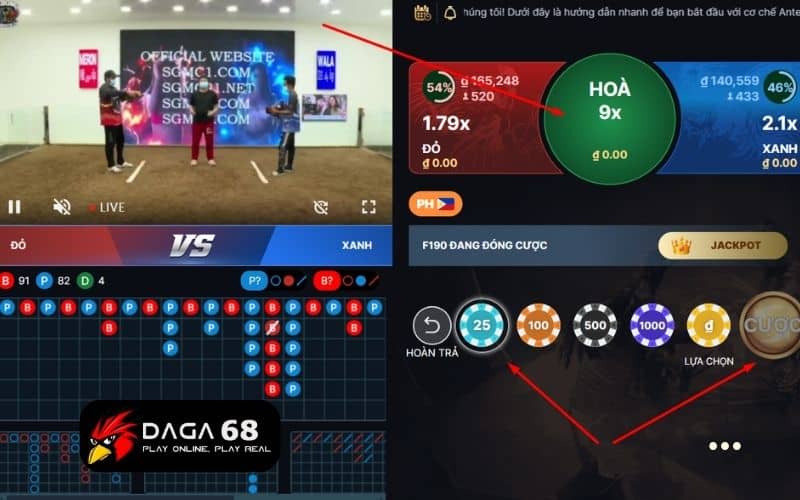 Các bước để đặt cược tại sảnh đá gà GA28