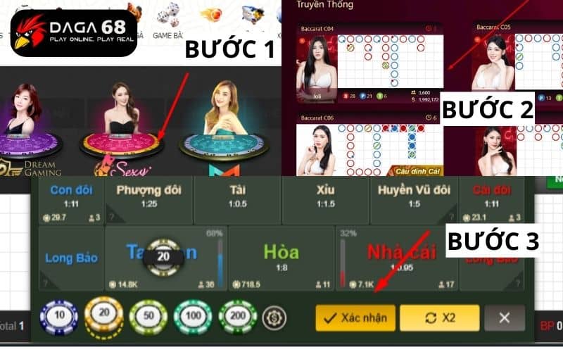 Các bước tham gia chơi baccarat online tại casino daga68