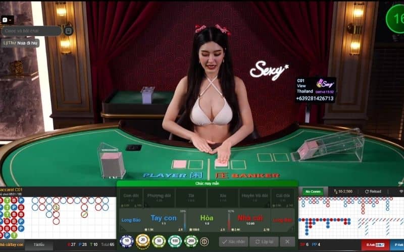 Giao diện trong trò chơi baccarat online