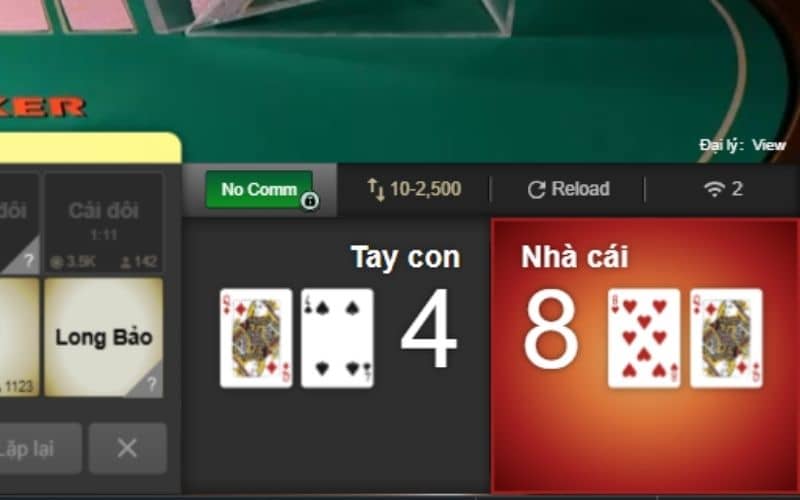 Tổng điểm bài baccarat online gần bằng 9 sẽ thắng